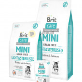 Пълноценна суха храна Brit Care Mini Light & Sterilised за кастрирани кучета или кучета с наднормено тегло 